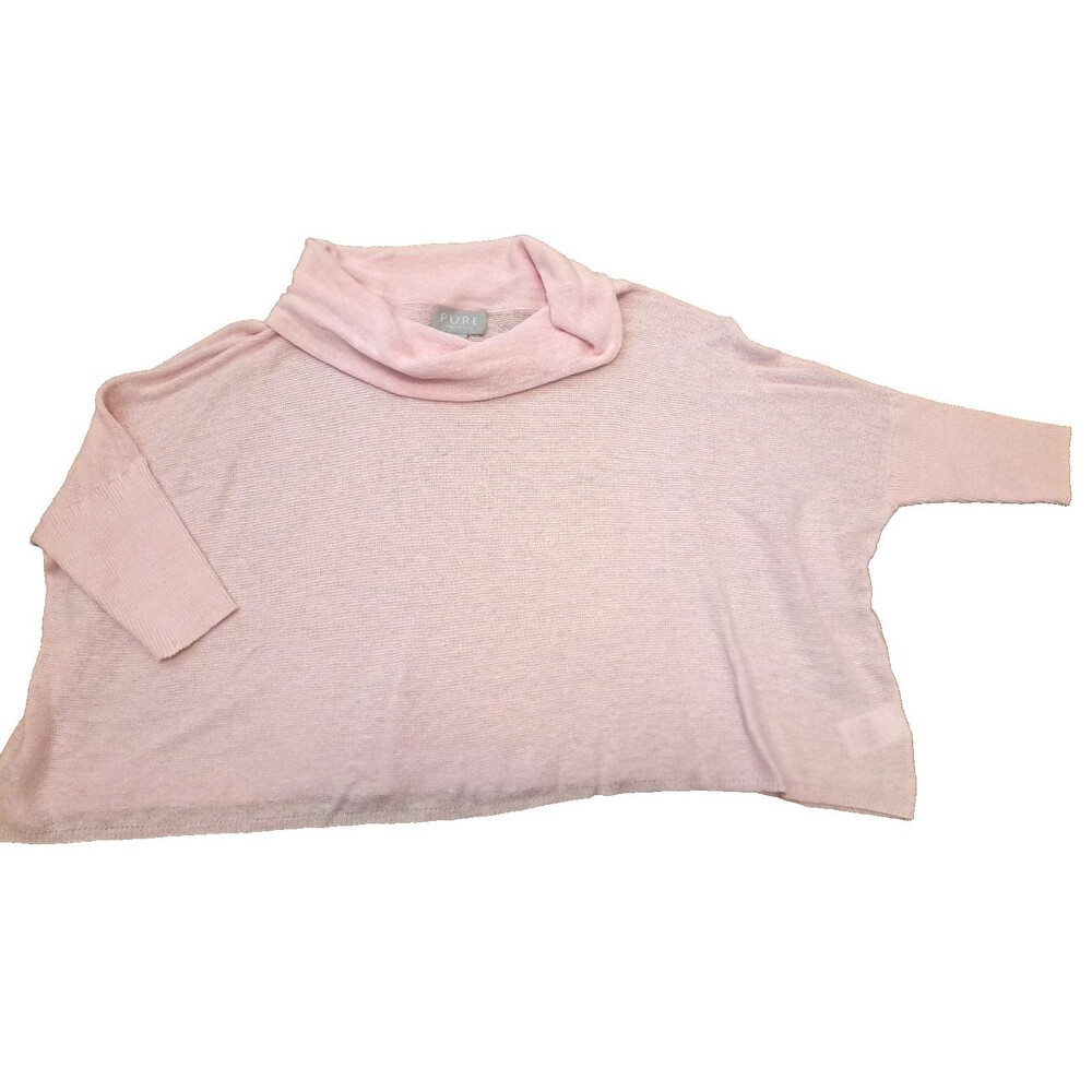 Womens Pure Collection Sweater 100% Linen Pink Cropped Lagenlook Relaxed Small